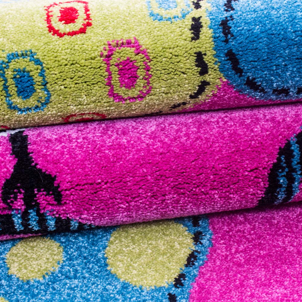 Kinderteppich Schmetterling & Vogel - Lila - close up materiaal Kinderteppich Schmetterling & Vogel - Lila - close up materiaal