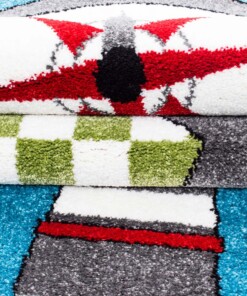 Kinderteppich Piraten - Blau/Grün - close up materiaal, thumbnail Kinderteppich Piraten - Blau/Grün - close up materiaal, thumbnail