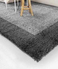 Hochflor Teppich Bordüre Shaggy Trend - Grau