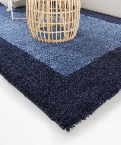 Hochflor Teppich Bordüre Shaggy Trend - Blau