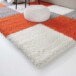 Hochflor Teppich Kariert Shaggy Trend - Orange
