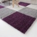 Hochflor Teppich Kariert Shaggy Trend - Lila