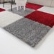 Hochflor Teppich Kariert Shaggy Trend - Rot
