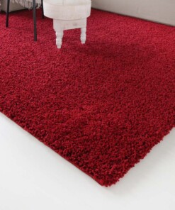 Hochflorteppich Rund Rot Shaggy Teppich Rechteckig 