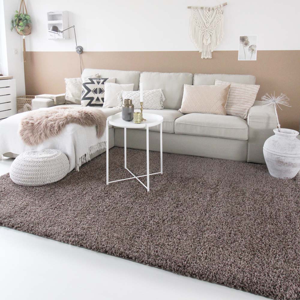 Hochflor Teppich Shaggy Trend - Taupe | Tapeso
