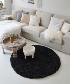 Hochflor Teppich Rund - Shaggy Royal Anthrazit - sfeer