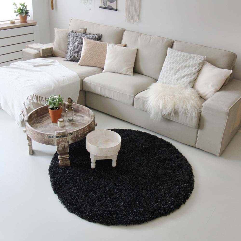 Hochflor Teppich Rund - Shaggy Royal Anthrazit - sfeer Hochflor Teppich Rund - Shaggy Royal Anthrazit - sfeer