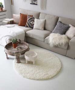 Hochflor Teppich Rund - Shaggy Royal Creme - sfeer