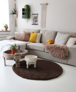 Hochflor Teppich Rund - Shaggy Royal Braun - sfeer, thumbnail Hochflor Teppich Rund - Shaggy Royal Braun - sfeer, thumbnail