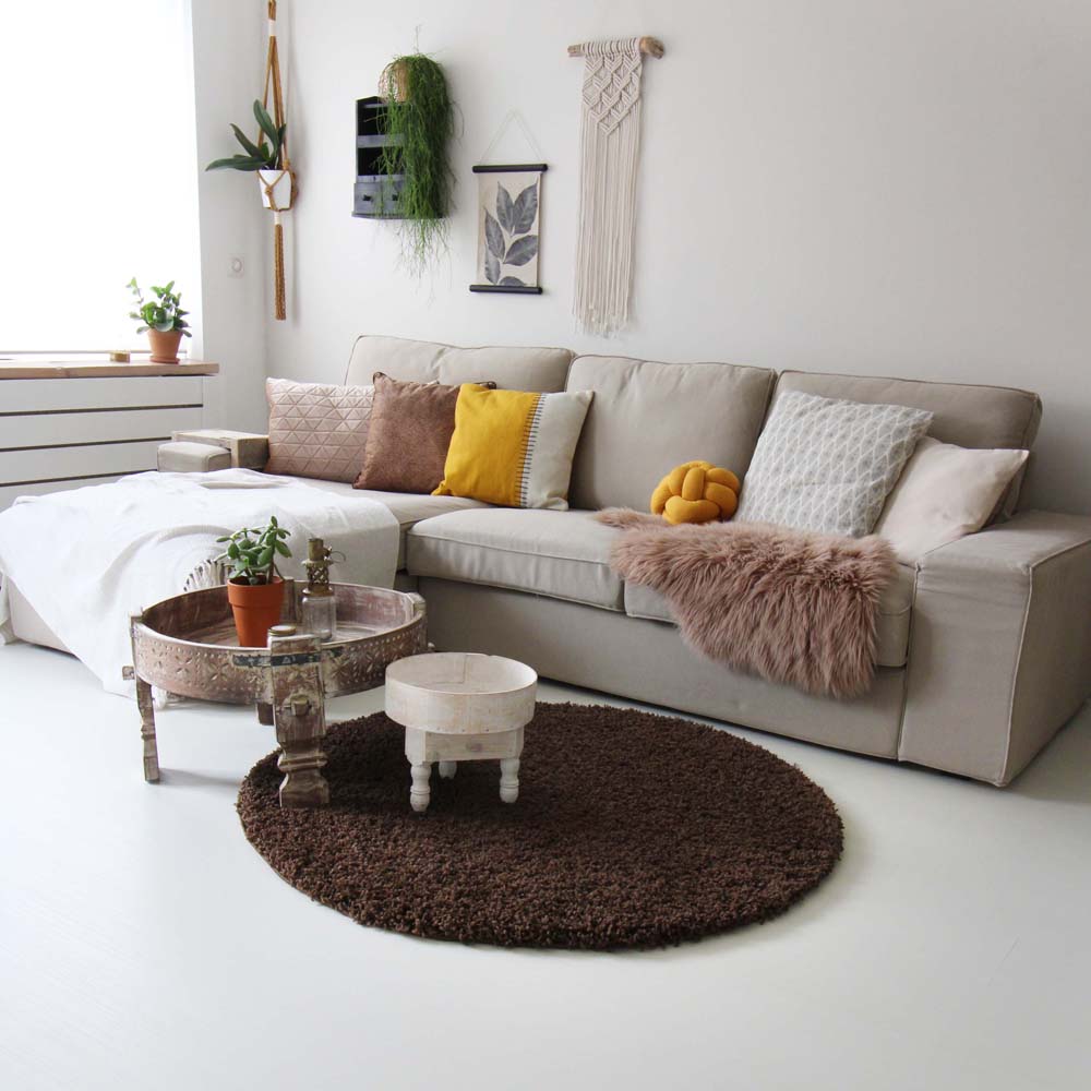 Hochflor Teppich Rund - Shaggy Royal Braun - sfeer Hochflor Teppich Rund - Shaggy Royal Braun - sfeer