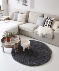 Hochflor Teppich Rund - Shaggy Royal Grau - sfeer