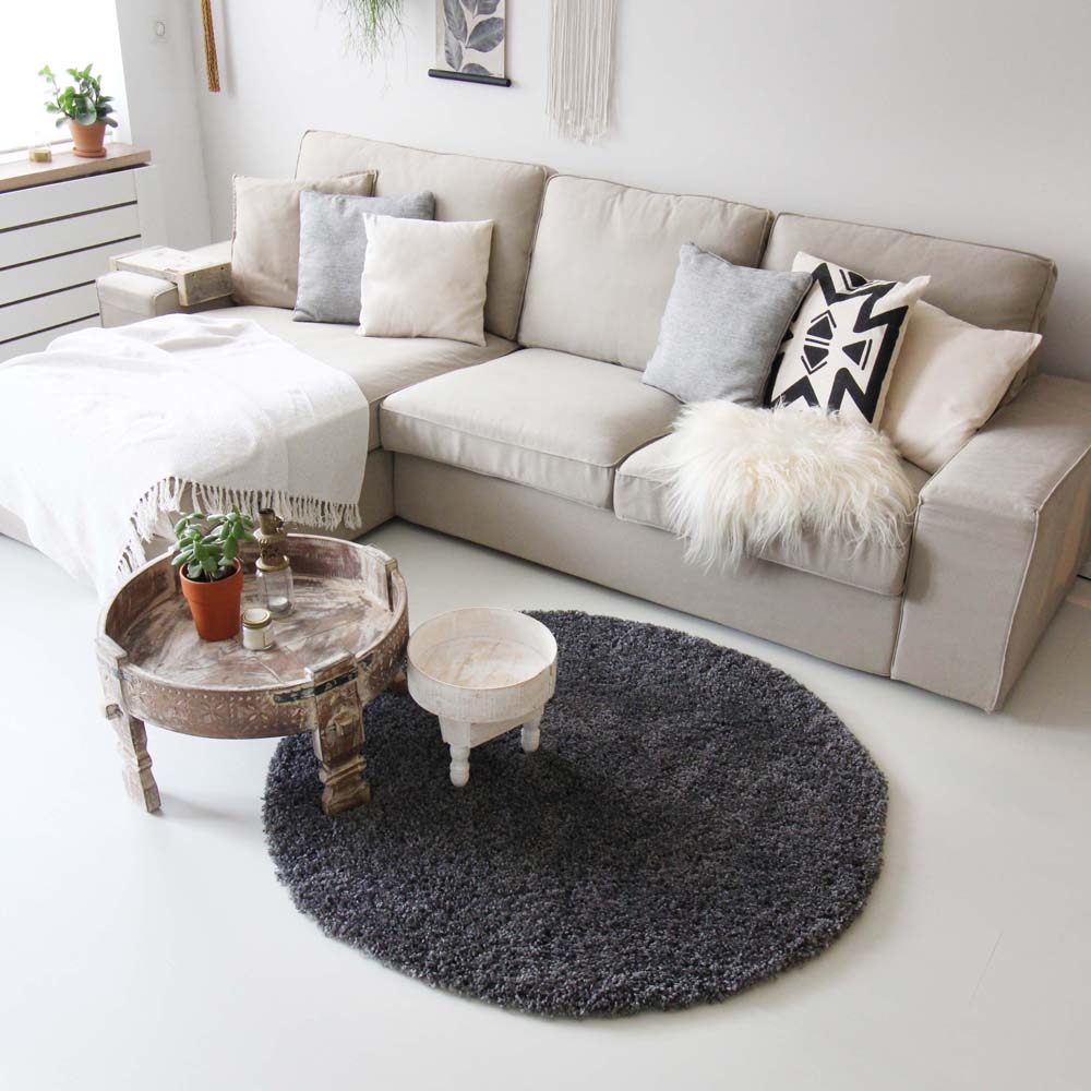 Hochflor Teppich Rund - Shaggy Royal Grau - sfeer Hochflor Teppich Rund - Shaggy Royal Grau - sfeer