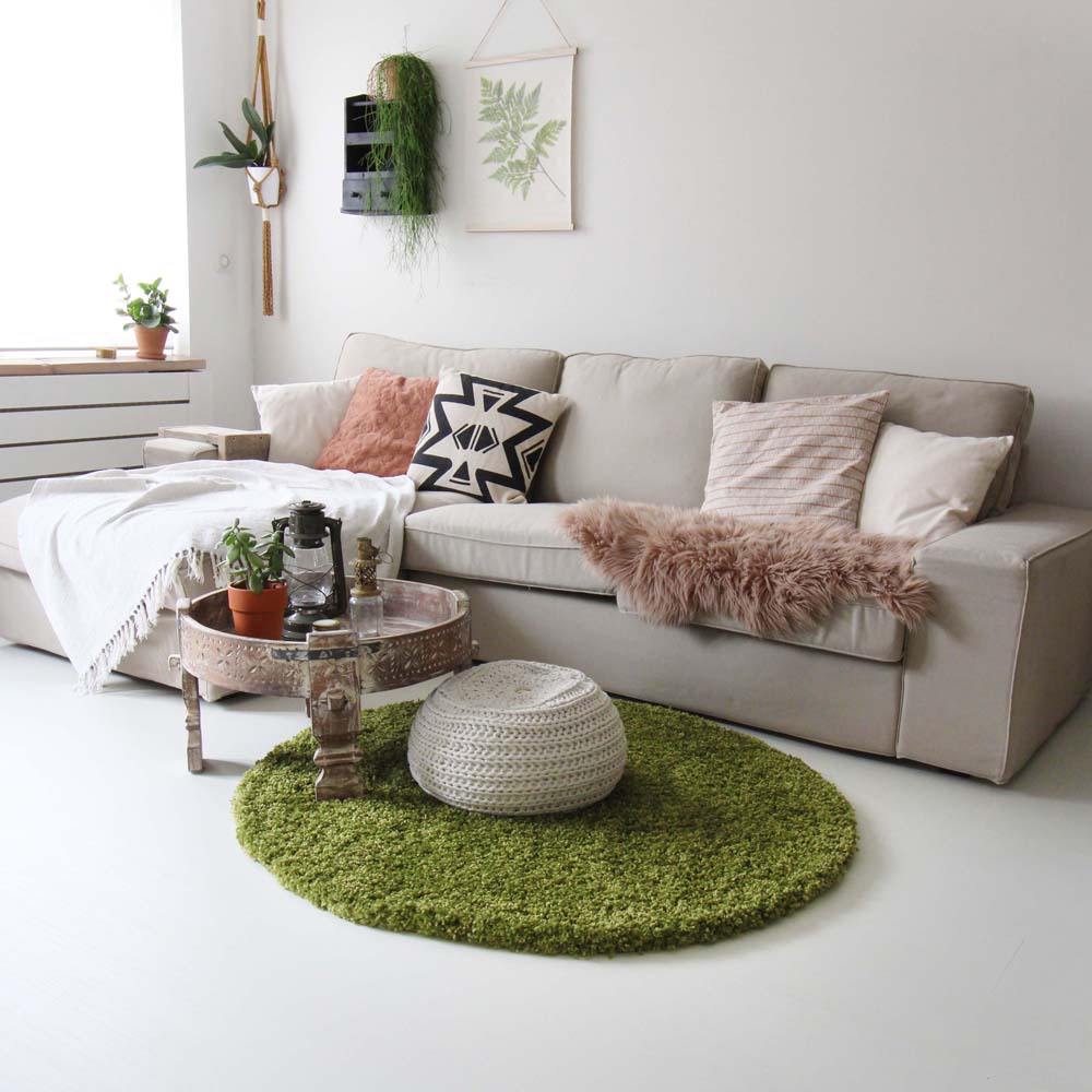 Hochflor Teppich Rund - Shaggy Royal Grün - sfeer Hochflor Teppich Rund - Shaggy Royal Grün - sfeer