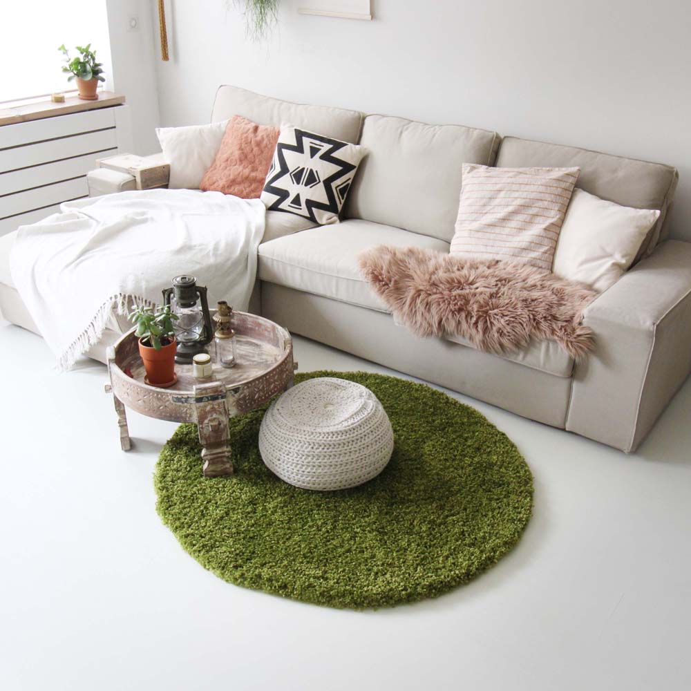 Hochflor Teppich Rund - Shaggy Royal Grün - sfeer Hochflor Teppich Rund - Shaggy Royal Grün - sfeer