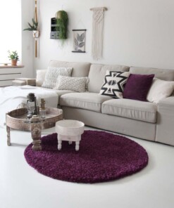 Hochflor Teppich Rund - Shaggy Royal Lila - sfeer