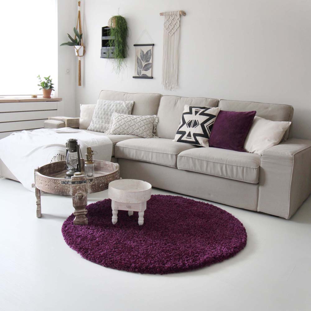 Hochflor Teppich Rund - Shaggy Royal Lila - sfeer Hochflor Teppich Rund - Shaggy Royal Lila - sfeer