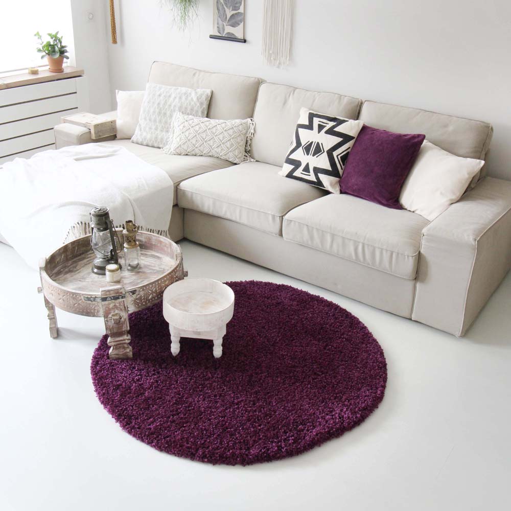 Hochflor Teppich Rund - Shaggy Royal Lila - sfeer Hochflor Teppich Rund - Shaggy Royal Lila - sfeer
