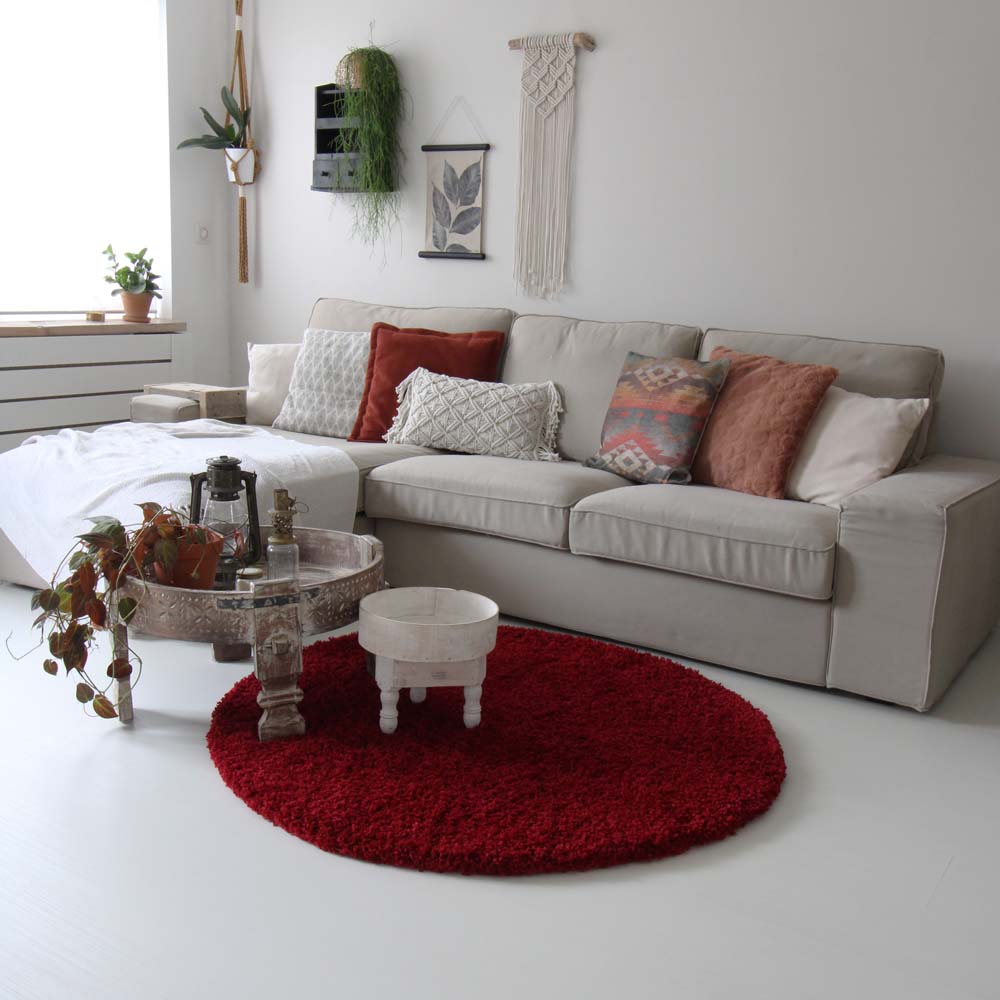 Hochflor Teppich Rund - Shaggy Royal Rot - sfeer Hochflor Teppich Rund - Shaggy Royal Rot - sfeer