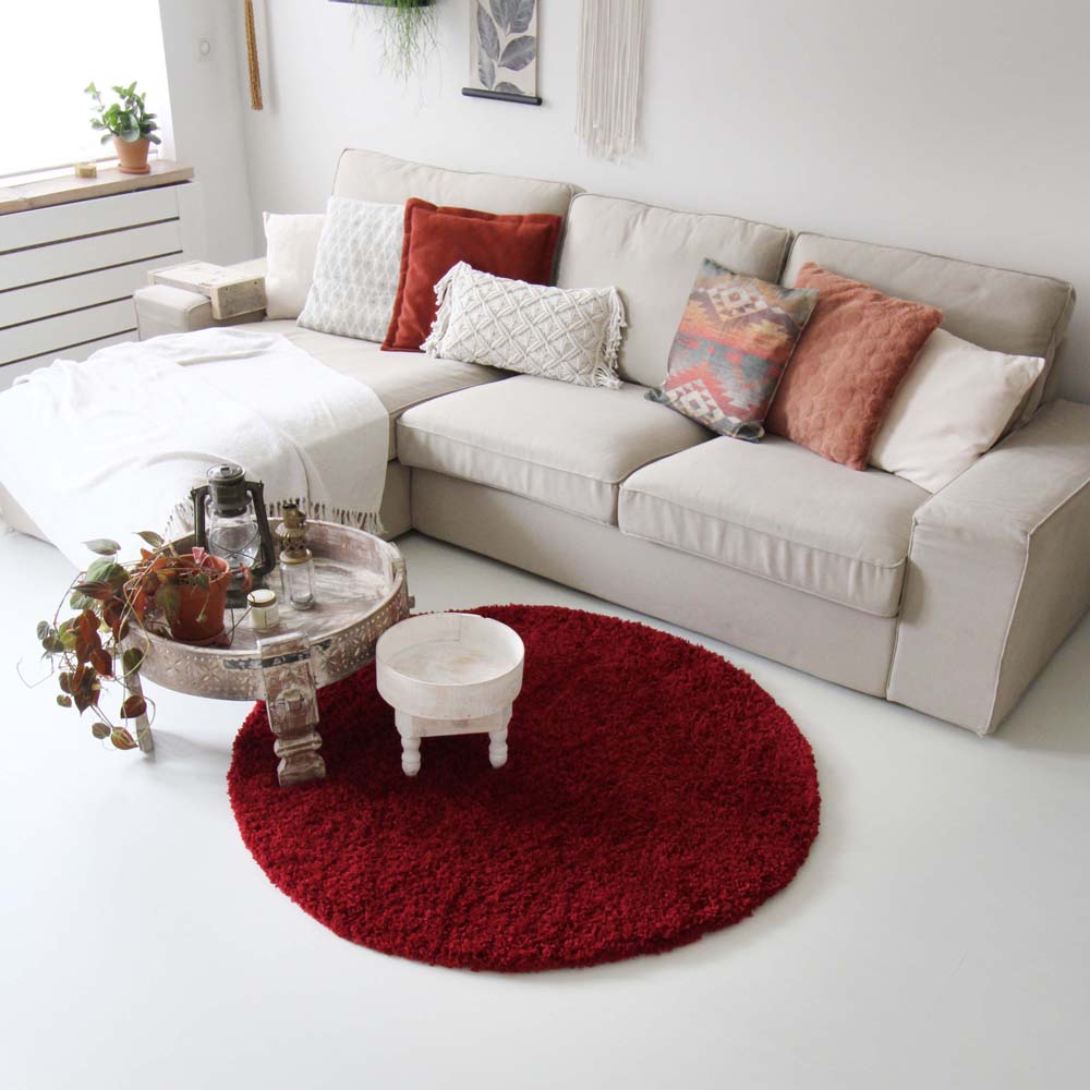 Hochflor Teppich Rund - Shaggy Royal Rot - sfeer Hochflor Teppich Rund - Shaggy Royal Rot - sfeer