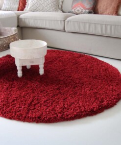 Hochflor Teppich Rund - Shaggy Royal Rot - sfeer