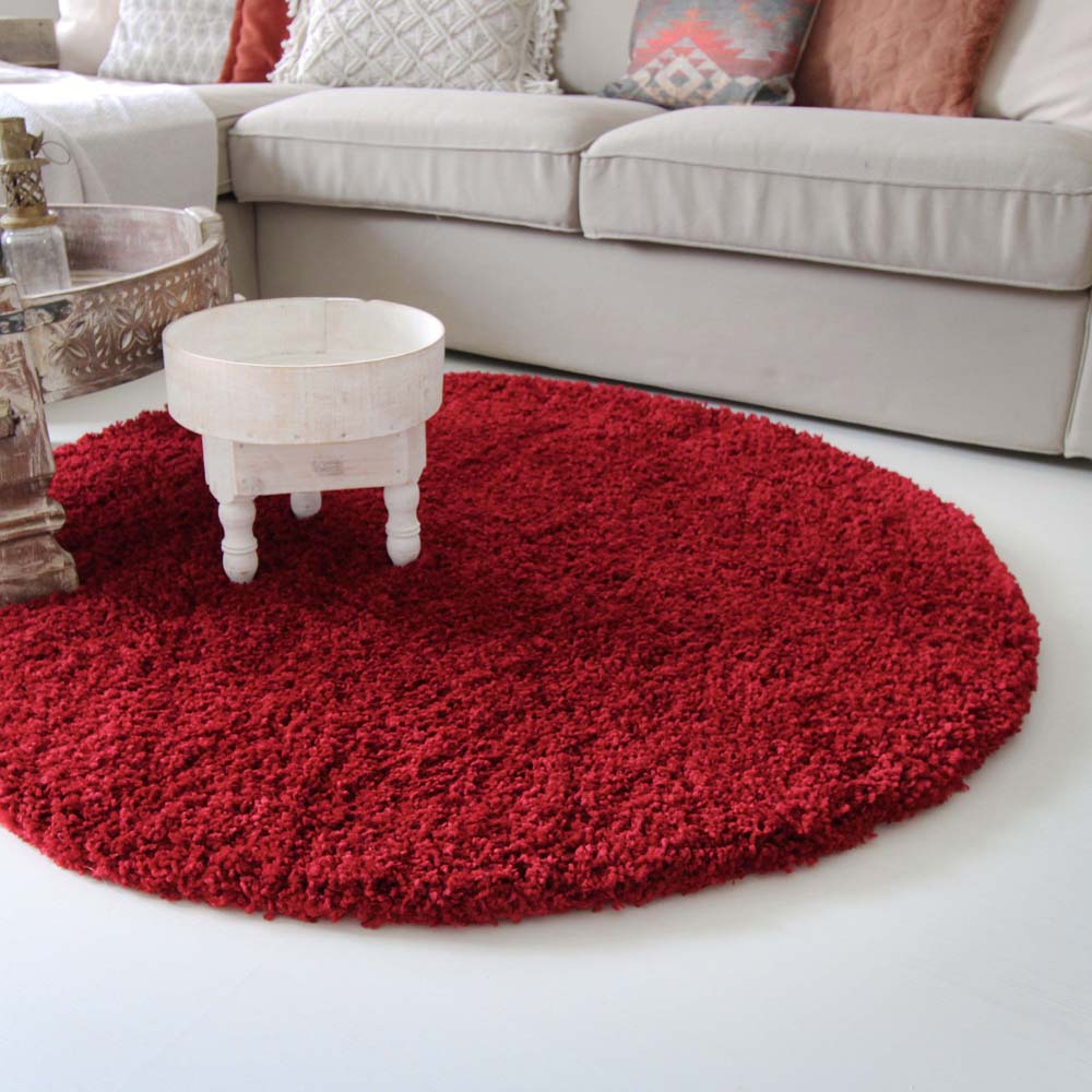 Hochflor Teppich Rund - Shaggy Royal Rot - sfeer Hochflor Teppich Rund - Shaggy Royal Rot - sfeer