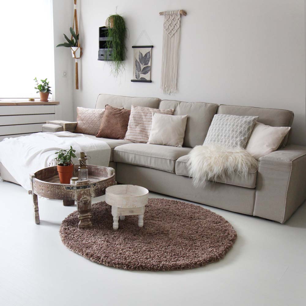 Hochflor Teppich Rund - Shaggy Royal Mokka Hochflor Teppich Rund - Shaggy Royal Mokka