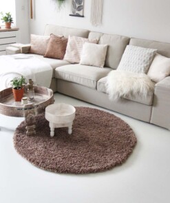 Hochflor Teppich Rund - Shaggy Royal Mokka