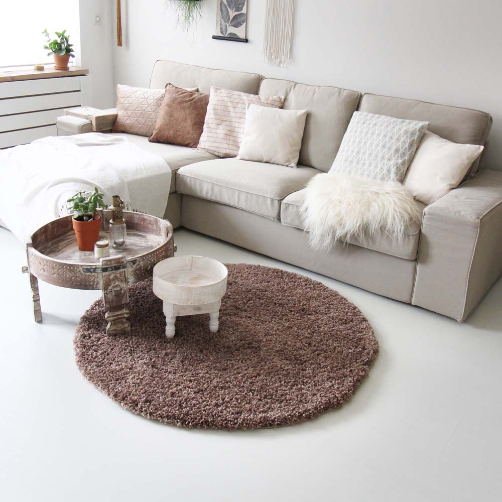 Hochflor Teppich Rund - Shaggy Royal Mokka Hochflor Teppich Rund - Shaggy Royal Mokka