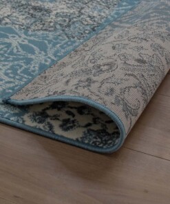 Patchwork Teppich Factum - Hellblau/Creme - close up hoek, thumbnail