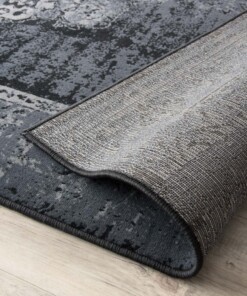 Vintage Teppich Numisma - Schwarz - close up vouw, thumbnail