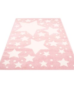 Kinderteppich Sterne 3D - Rosa/Creme - overzicht schuin, thumbnail