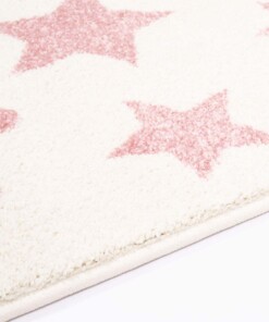 Kinderteppich Sterne 3D - Creme/Rosa - close up zijkant, thumbnail