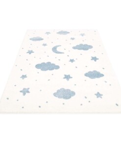 Kinderteppich Wolke & Stern 3D - Creme/Blau - overzicht schuin, thumbnail