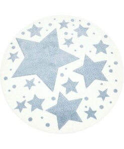 Kinderteppich Rund Sterne 3D - Creme/Blau - overzicht boven