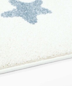 Kinderteppich Kleine Sterne 3D - Creme/Blau - close up zijkant, thumbnail