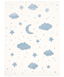 Kinderteppich Wolke & Stern 3D - Creme/Blau - overzicht boven, thumbnail