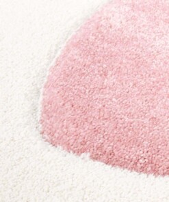 Kinderteppich Rund Herzen 3D - Creme/Rosa - close up materiaal, thumbnail