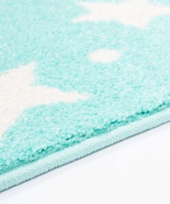 Kinderteppich Sterne 3D - Mintblau/Creme - close up zijkant, thumbnail