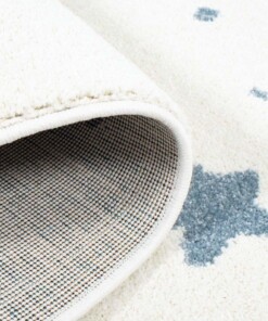 Kinderteppich Rund Kleine Sterne 3D - Creme/Blau - close up vouw, thumbnail