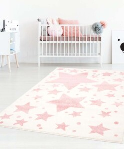 Kinderteppich Sterne 3D - Creme/Rosa - sfeer, thumbnail