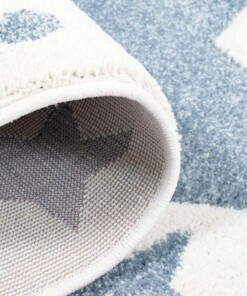 Kinderteppich Rund Sterne 3D - Creme/Blau - close up vouw, thumbnail Kinderteppich Rund Sterne 3D - Creme/Blau - close up vouw, thumbnail
