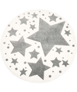 Kinderteppich Rund Sterne 3D - Creme/Grau - overzicht boven