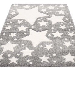 Kinderteppich quadratisch Sterne 3D - Grau/Creme - overzicht schuin, thumbnail