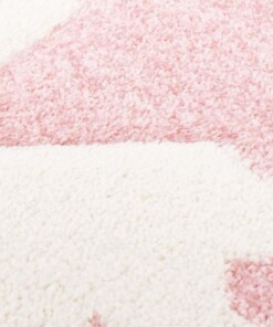 Kinderteppich Rund Sterne 3D - Creme/Rosa - close up materiaal, thumbnail Kinderteppich Rund Sterne 3D - Creme/Rosa - close up materiaal, thumbnail