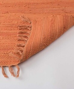 Kelim Teppich Handgewebt Bomull - Terrakotta - close up vouw, thumbnail Kelim Teppich Handgewebt Bomull - Terrakotta - close up vouw, thumbnail