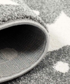 Kinderteppich Rund Sterne 3D - Grau/Creme - close up vouw, thumbnail