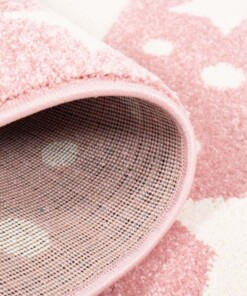 Kinderteppich Rund Sterne 3D - Rosa/Creme - close up vouw, thumbnail