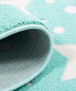 Kinderteppich Rund Sterne 3D - Mintblau/Creme - close up vouw, thumbnail