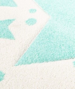 Kinderteppich Rund Sterne 3D - Creme/Mintblau - close up materiaal, thumbnail Kinderteppich Rund Sterne 3D - Creme/Mintblau - close up materiaal, thumbnail