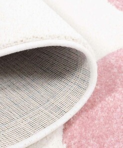 Kinderteppich Rund Herzen 3D - Creme/Rosa - close up vouw, thumbnail